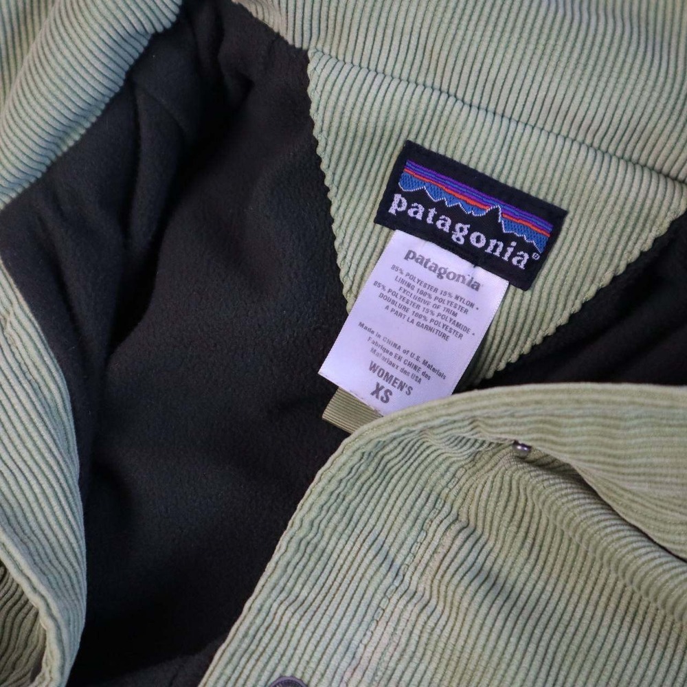 Patagonia Womens XS Sage Green Corduroy Hooded Fleece Lined Snap Front Jacket - Picture 3 of 6